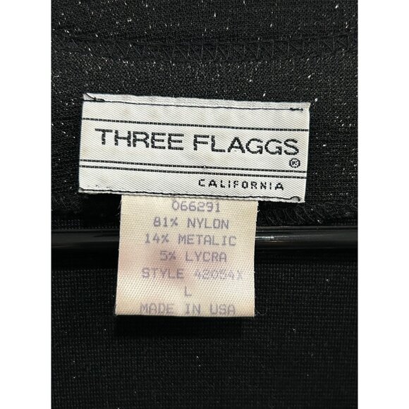 Three Flaggs Black Sparkle Cardigan Metallic Knit Long Sleeve Button-Front Sz L - Picture 5 of 8